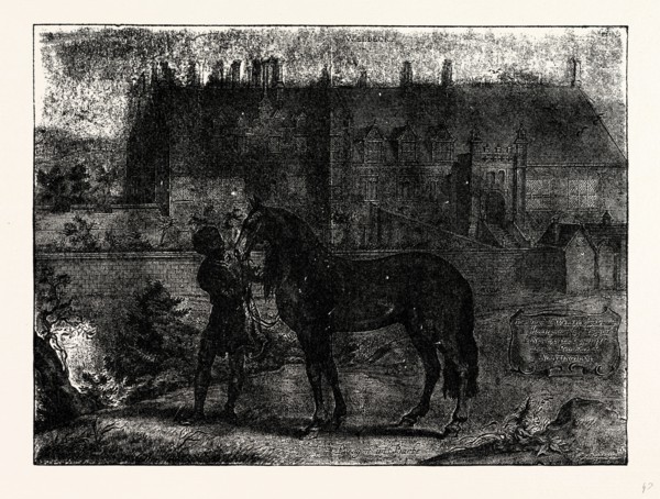 Part of Welbeck in 1658, UK, England, engraving 1870s, Britain