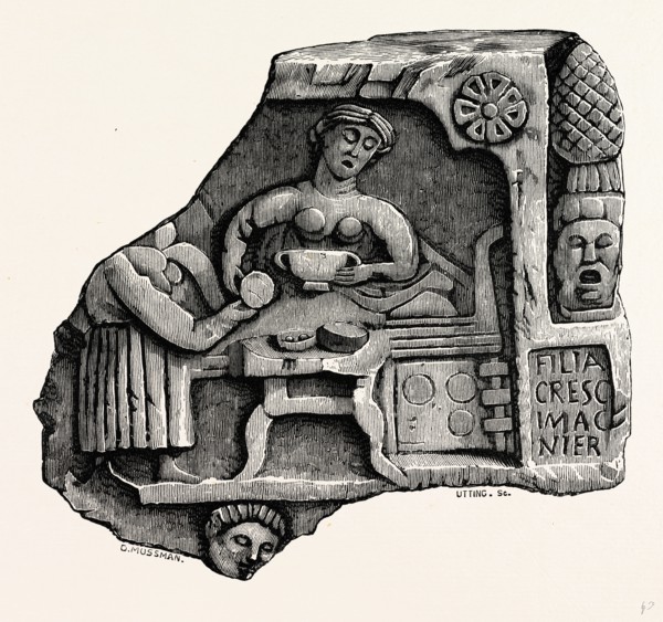 Roman Remains from Kirkby Thore, UK, England, engraving 1870s, Britain