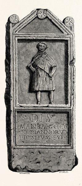 Roman Altars from Old Penrith, UK, England, engraving 1870s, Britain