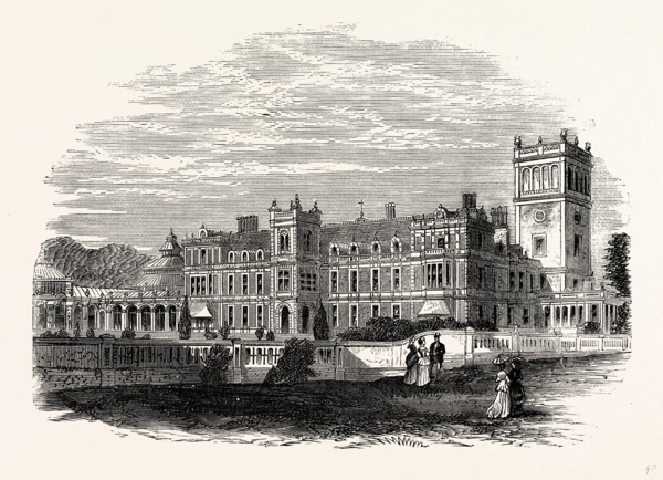 North-east View, Somerleyton, UK, England, engraving 1870s, Britain