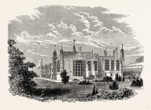 East View, Burleigh House, UK, England, engraving 1870s, Britain