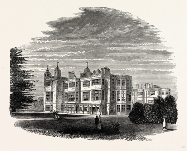 South Front, Audley End, UK, England, engraving 1870s, Britain