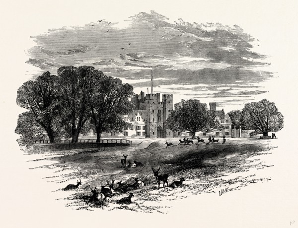 Front View from the Park, Knole House, UK, England, engraving 1870s, Britain