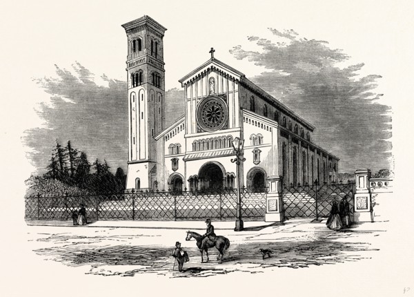 The New Church at Wilton, UK, England, engraving 1870s, Britain