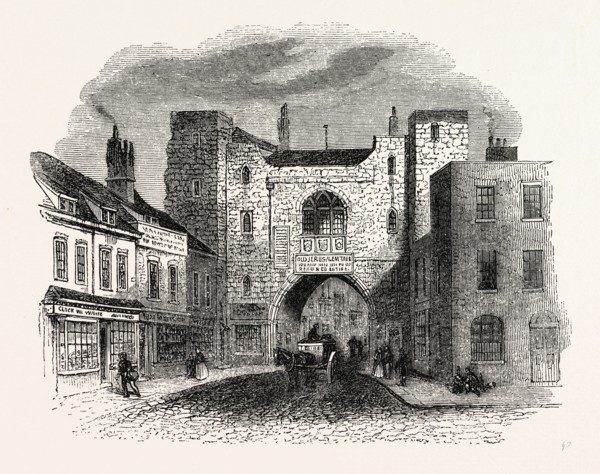 St. John's Gate, Clerkenwell, 1841, London, England, engraving 19th century, Britain, UK