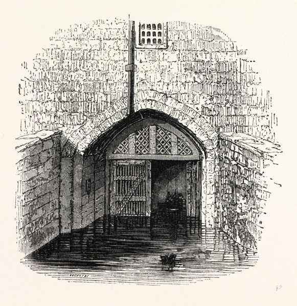 Traitor's Gate, Tower, London, England, engraving 19th century, Britain, UK