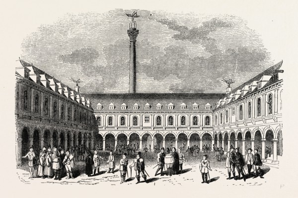 Sir Thomas Gresham's Exchange, London, England, engraving 19th century, Britain, UK