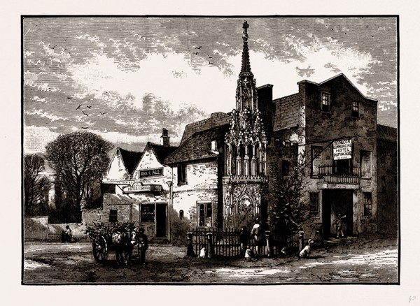 WALTHAM CROSS, UK, engraving 1881 - 1884