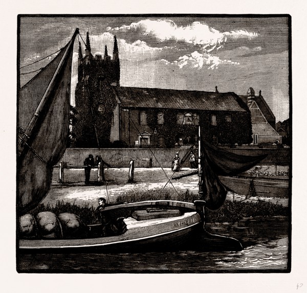 ISLEWORTH CHURCH, UK, engraving 1881 - 1884