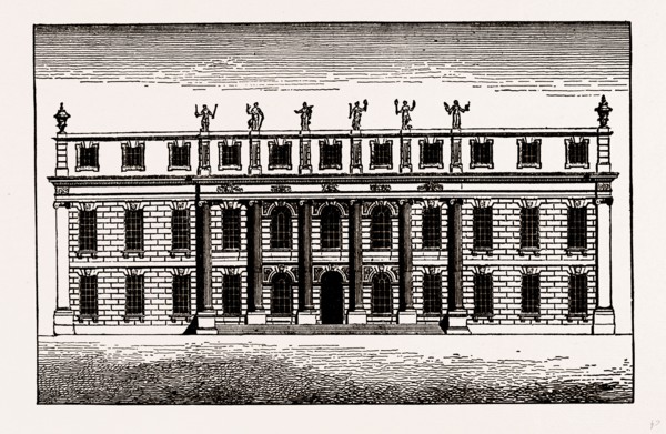 CANONS, ELEVATION OF THE ORIGINAL SOUTH FRONT, UK, engraving 1881 - 1884