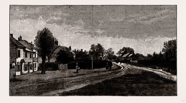 HADLEY GREEN SITE OF THE BATTLE OF BARNET, UK, engraving 1881 - 1884