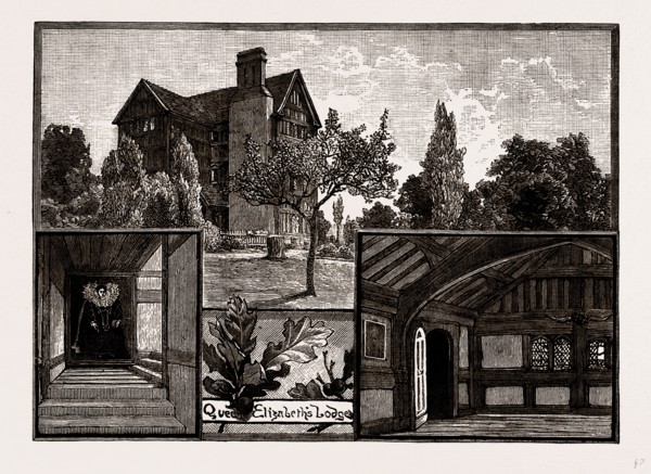 QUEEN ELIZABETH'S LODGE, UK, engraving 1881 - 1884