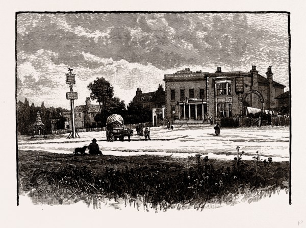 THE " HORSE AND WELL," WOODFORD WELLS, UK, engraving 1881 - 1884