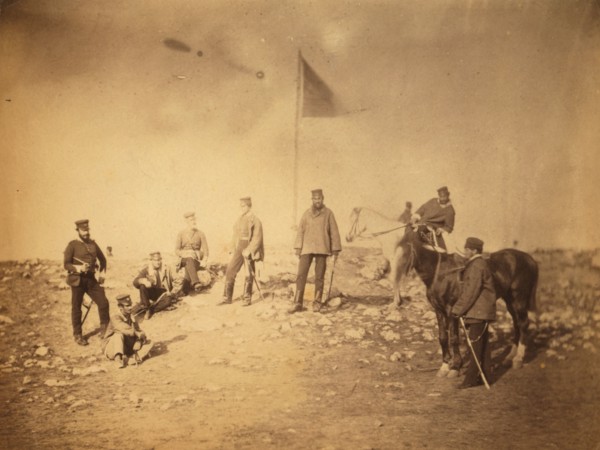 Captain Hall, & group of the 14th, Crimean War, 1853-1856, Roger Fenton historic war campaign photo