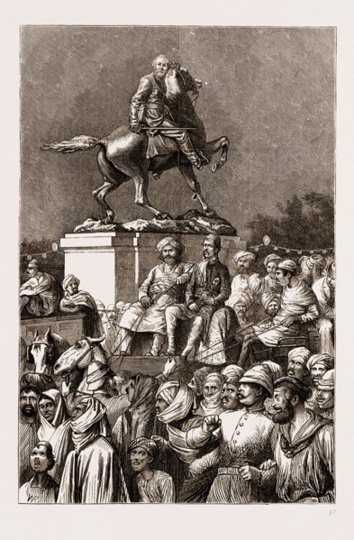 THE PRINCE OF WALES IN CALCUTTA, INDIA, 1876: THE CROWD BENEATH OUTRAM'S STATUE DURING THE