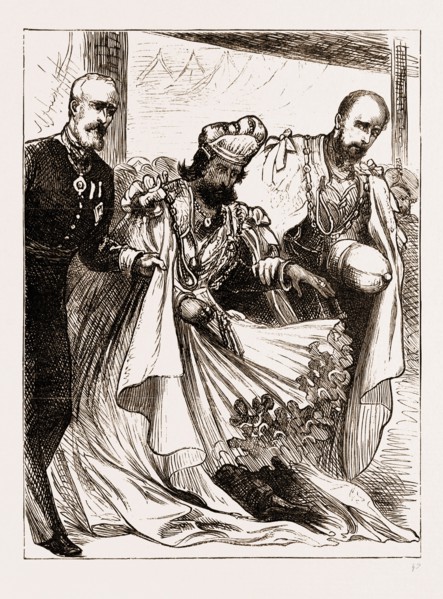 THE CHAPTER OF THE STAR OF INDIA AT CALCUTTA, INDIA, 1876: THE MAHARAJAH OF JODHPORE RETIRING FROM