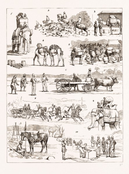 THE SHAM FIGHT BEFORE THE PRINCE OF WALES AT DELHI, INDIA, 1876: 1. Spectators. 2. Over the Wall. 3
