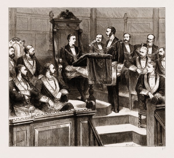 INSTALLATION OF PRINCE LEOPOLD AS GRAND MASTER OF THE OXFORDSHIRE FREEMASONS IN THE SHELDONIAN