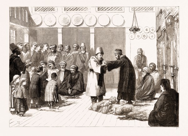 THE EASTERN QUESTION: HOWLING DERVISHES AT SCUTARI, ISTANBUL, TURKEY, 1876