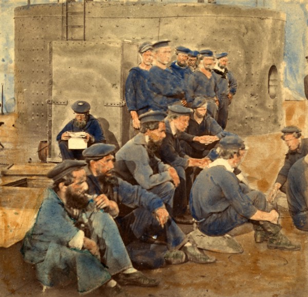 Crew of Monitor, Hampton Roads, Va. 1862, USA, US, Vintage photography