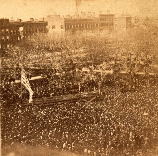 The great Union meeting in Union Square, New York, April 20, 1861, USA, US, Vintage photography