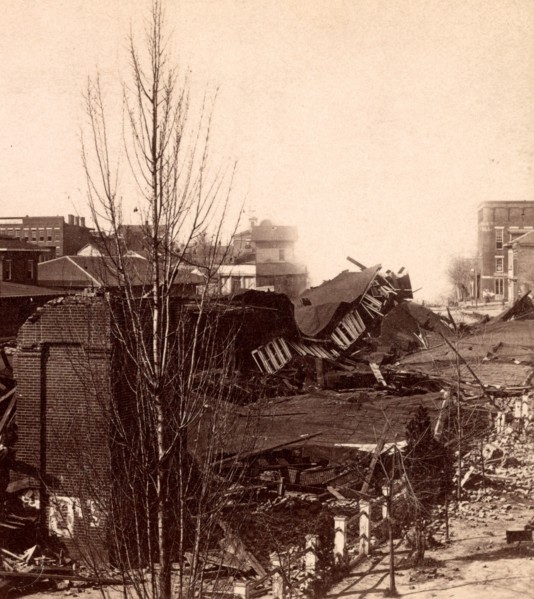 Ruins of railroad depot, Atlanta, Ga., USA, US, Vintage photography