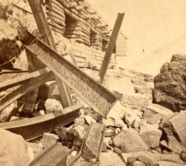 Fort Sumpter (i.e. Sumter), east face, Charleston Harbor, S.C., showing the palmetto works erected