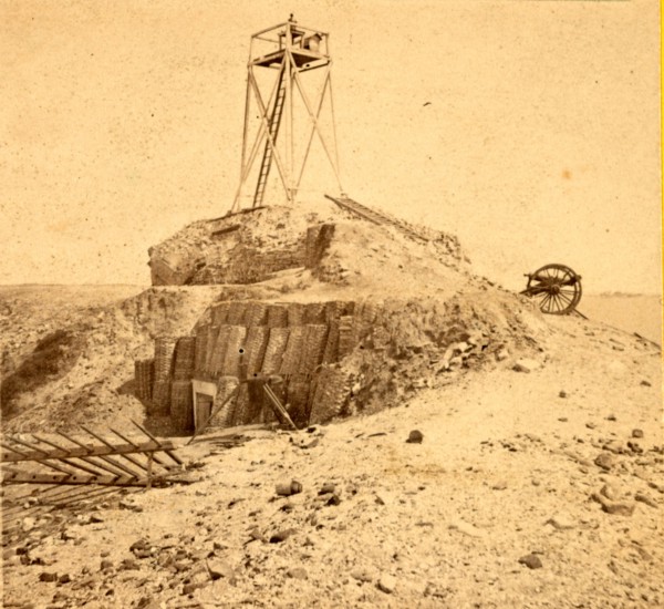 The light house of Fort Sumpter (i.e. Sumter), Charleston Harbor, S.C. Morris Island in the