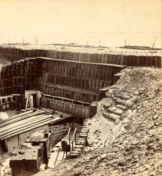 Interior of Fort Sumpter (i.e. Sumter), looking toward Morris Island. Fort Sumter is a Third System