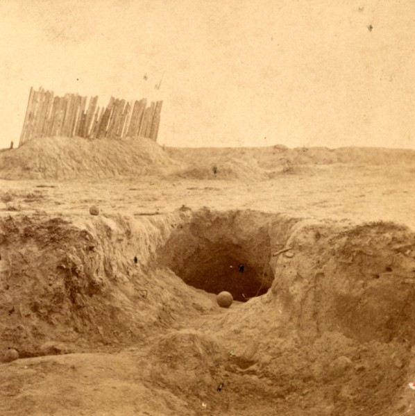 Fortifications and bomb-proofs, in front of Petersburgh (i.e. Petersburg), Va, US, USA, America,