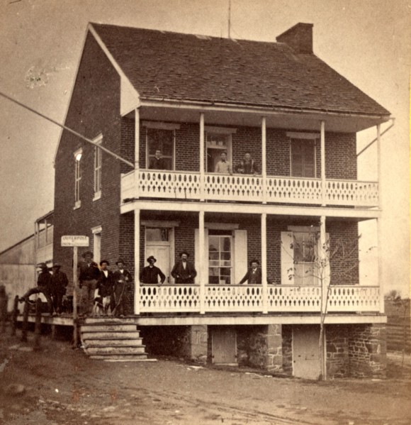 Battlefield Hotel, the outer post of sharp shooters, US, USA, America, Vintage photography