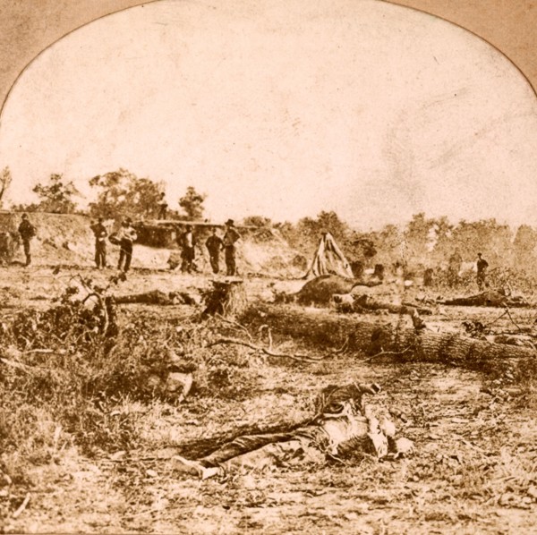 Confederate dead at Fort Robinette, Corinth, US, USA, America, Vintage photography