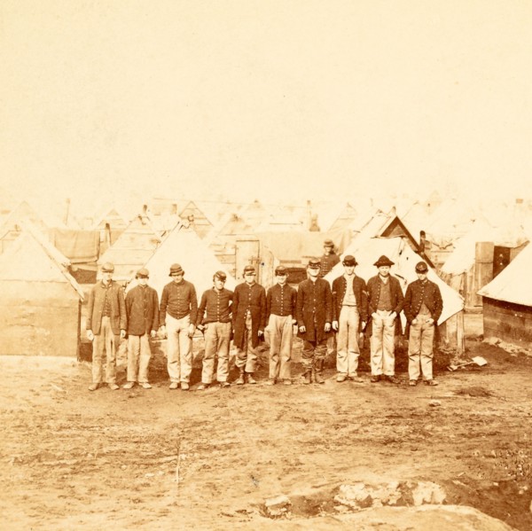 Soldiers' winter quarters, Army of the Potomac. Inside the first line of fortifications, near City