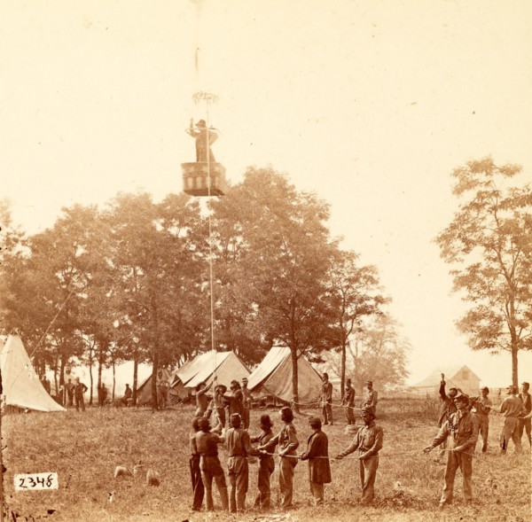 Professor Lowe in his balloon, Vintage photography