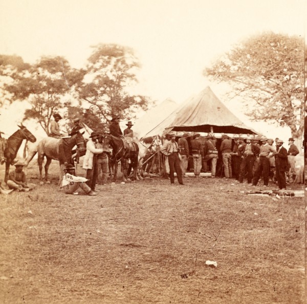Filling their canteens, Vintage photography
