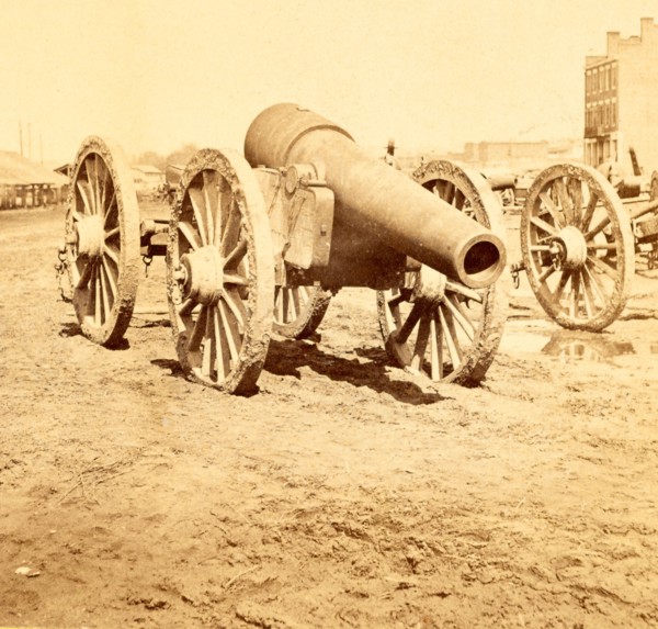 Captured seige guns, at Rocketts, Richmond, Va, US, USA, America, Vintage photography