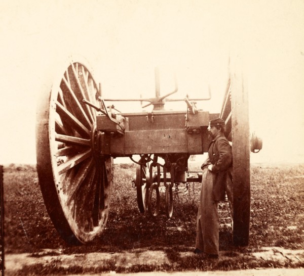 Sling cart for moving heavy cannon, US, USA, America, Vintage photography