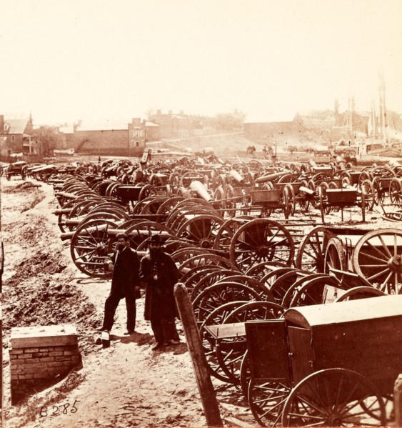 Artillery captured from the rebels, US, USA, America, Vintage photography