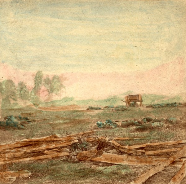 View on battle field of Antietam where Sumner's Corps charged the enemy. Scene of terrific