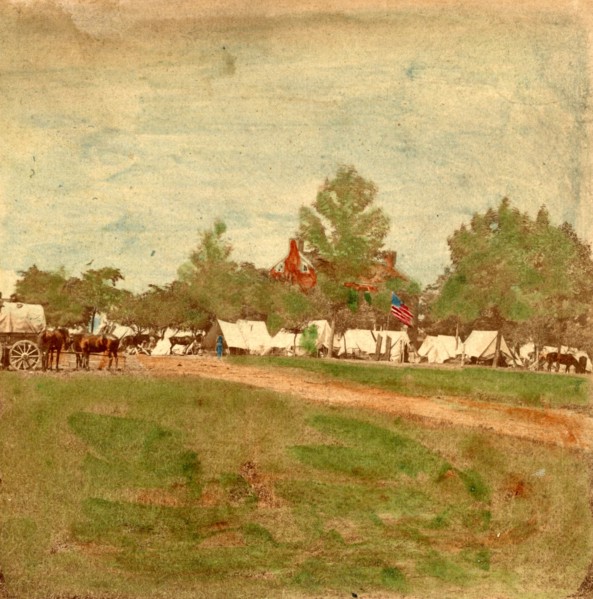 Army guards Hdqtrs at Manassas, US, USA, America, Vintage photography