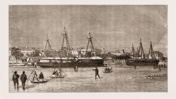 H.M.S. "GROWLER" FROZEN IN AT TIENTSIN, PEIHO RIVER, CHINA, 1876