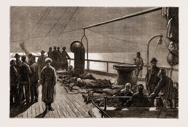 DECK PASSENGERS: A MOONLIGHT SKETCH ON THE FORECASTLE, 1876