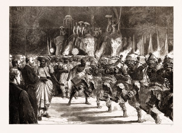 THE PRIVATE PEREHARA BEFORE THE PRINCE OF WALES, KANDY, INDIA, 1876