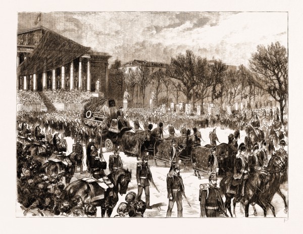 THE LATE LEON GAMBETTA: THE FUNERAL PROCESSION LEAVING THE CHAMBER OF DEPUTIES, 1883