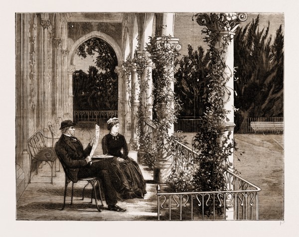 THE TERRACE CONNECTING MR. GLADSTONE'S BEDROOM WITH HIS STUDY, CANNES, FRANCE, 1883