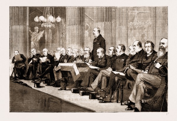 THE PROPOSED MEMORIAL TO THE LATE ARCHBISHOP TAIT: THE DUKE OF ALBANY ADDRESSING THE MEETING AT THE