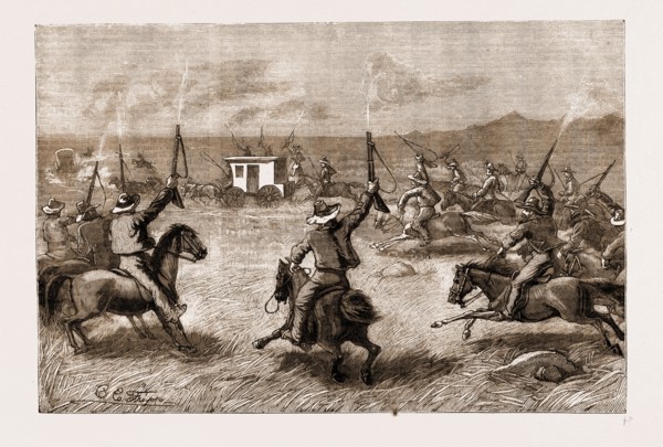 THE TRANSVAAL DIFFICULTY, SOUTH AFRICA, 1883: LOYAL BOERS RECEIVING A VISITOR OF NOTE