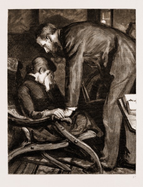 LIKE SHIPS UPON THE SEA, DRAWN BY SYDNEY HALL, 1883; She could not command herself to speak at the