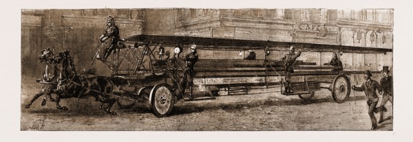 THE NEW LADDER-TRUCK FOR SAVING LIFE AT FIRES: FIRST USED AT THE GREAT FIRE IN PATERNOSTER ROW, UK,