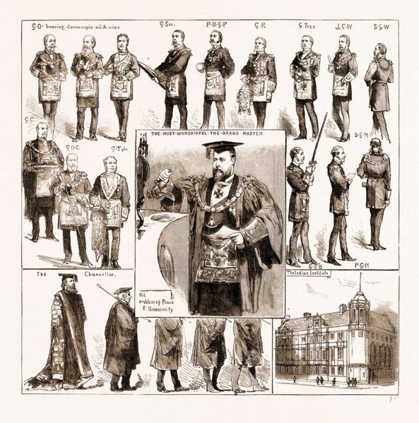 THE PRINCE OF WALES, AT OXFORD, UK, 1883: HIS ROYAL HIGHNESS LAYING THE MEMORIAL STONE OF THE